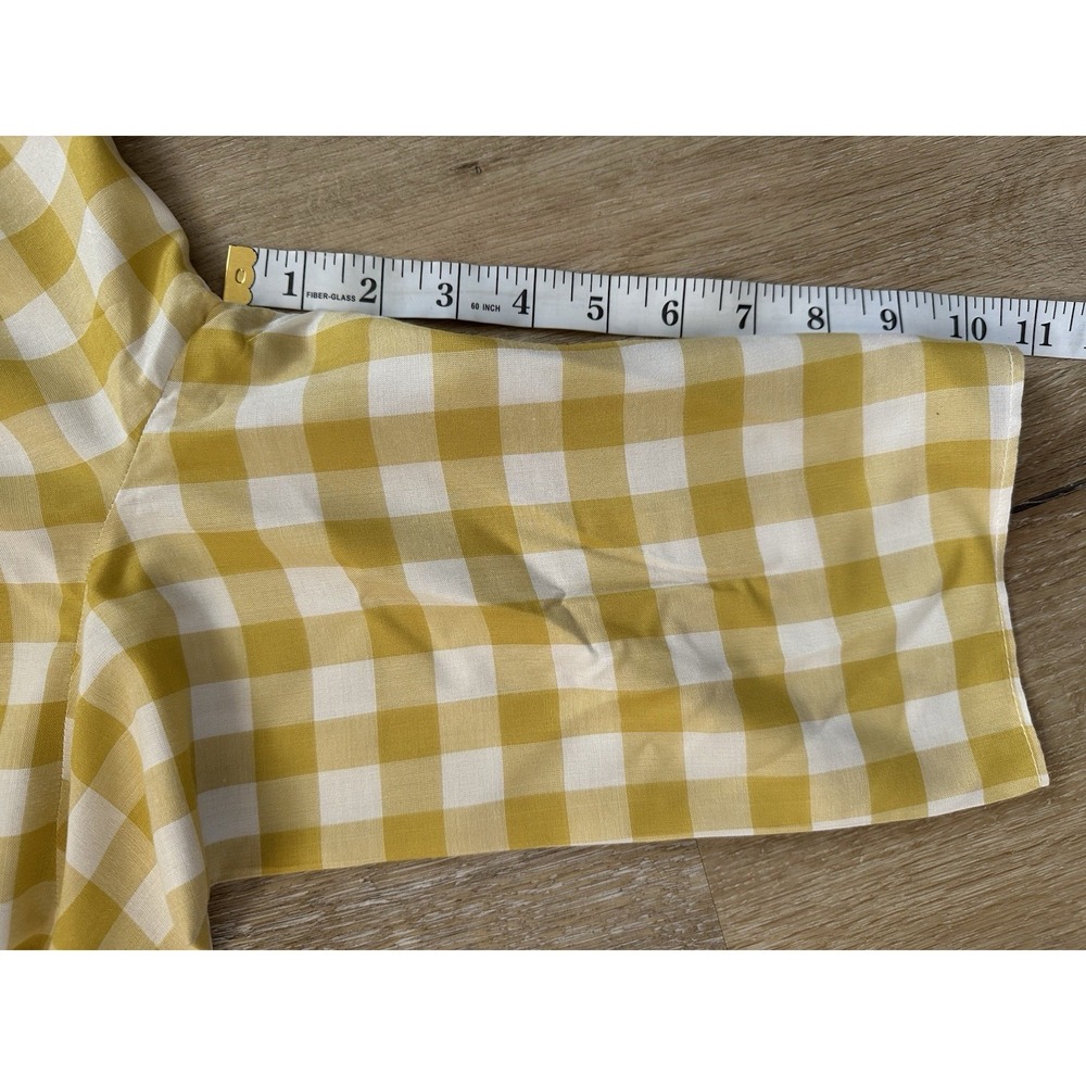 BCBGeneration Yellow Gingham Tie Front Blouse‎ Top L  Cottagecore Boho - Picture 4 of 4